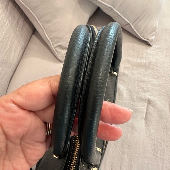 SOLD - Kate Spade Black Pebbled leather satchel with Charm or Bag scarf - Picture 13 of 16